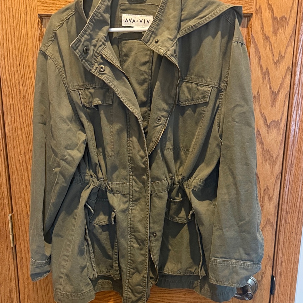 Ava & Viv Womens Green Military Jacket - Picture 6 of 6